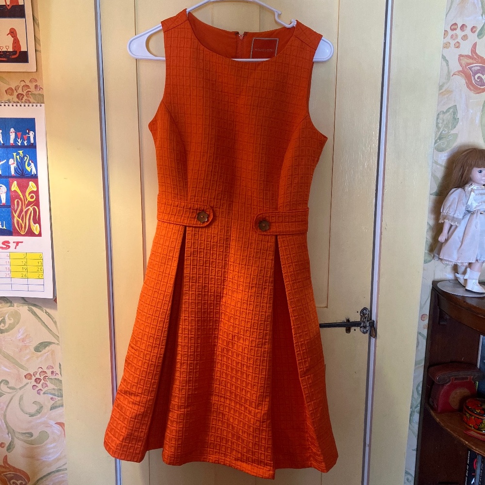 Modcloth So Sixties Textured Dress in Tangerine